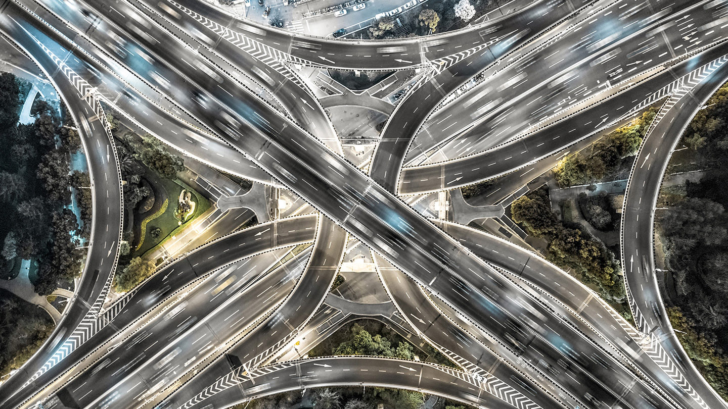 Aerial view of intersecting highways