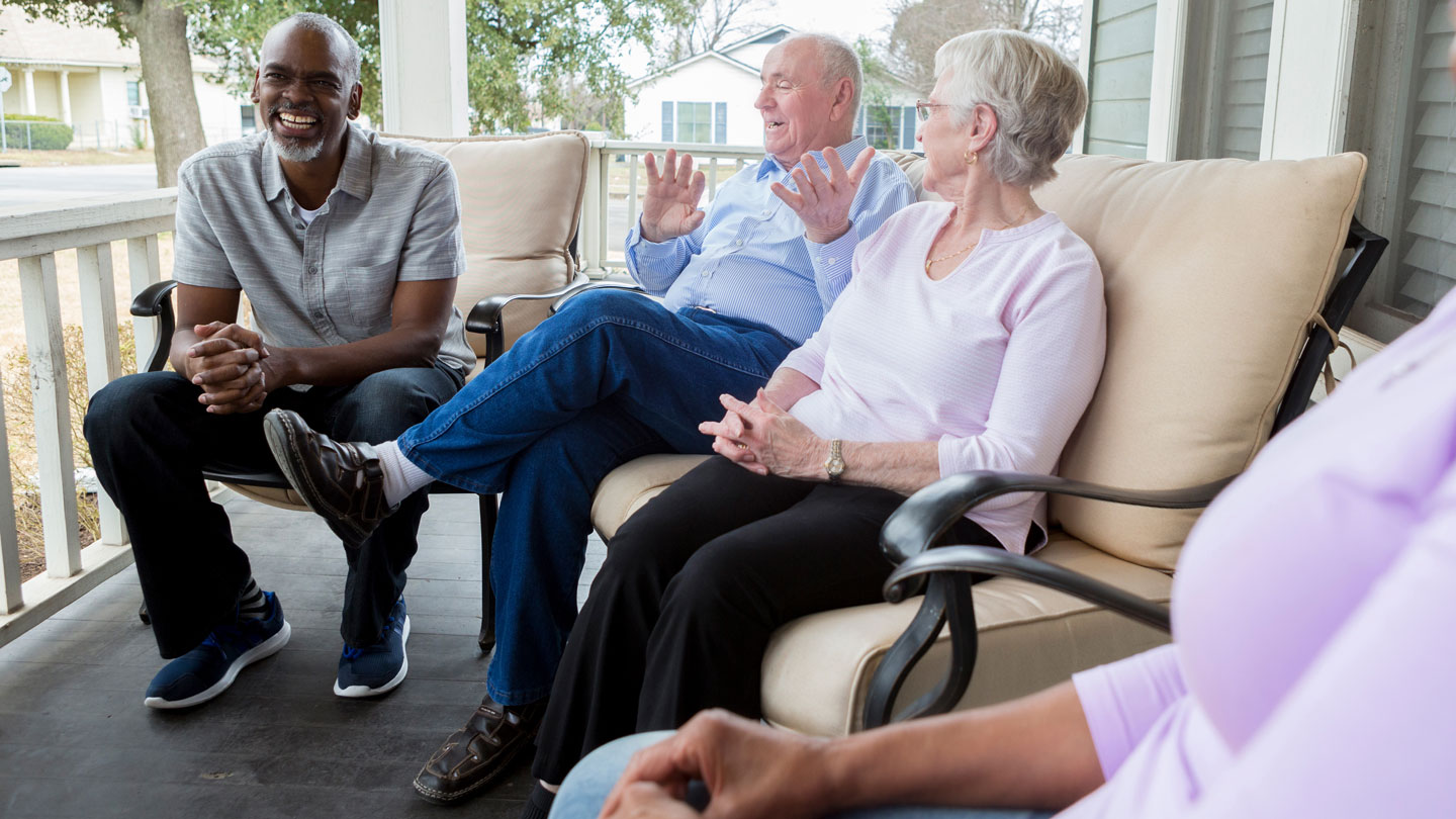 elderly people hanging out. 