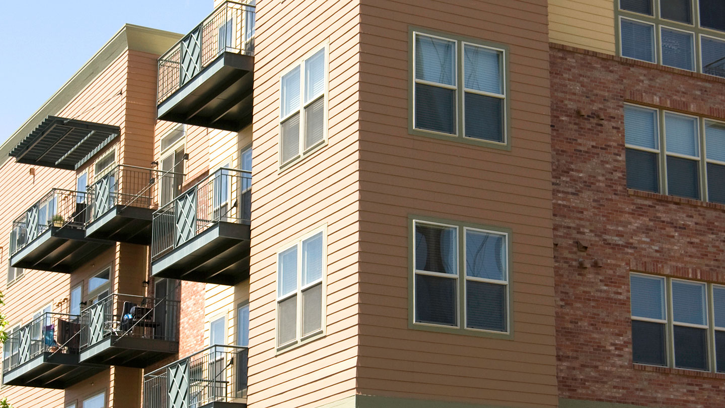 Apartment complex with balconies