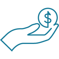 icon of hand and fund s sign