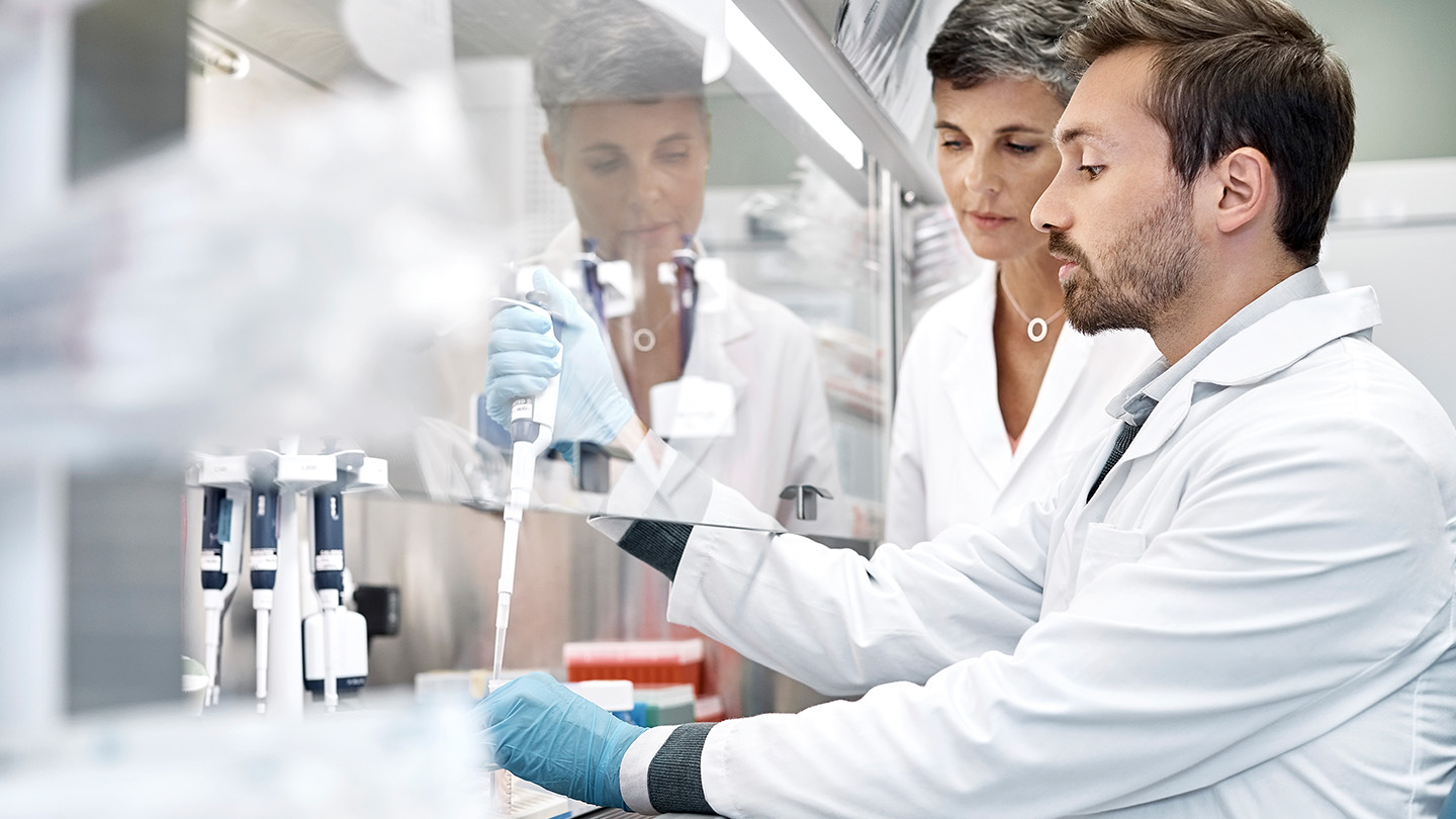 Two people working in a lab