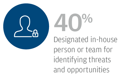 40% Designated in-house person or team for identifying threats and opportunities