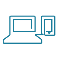 Icon of laptop connected to mobile phone