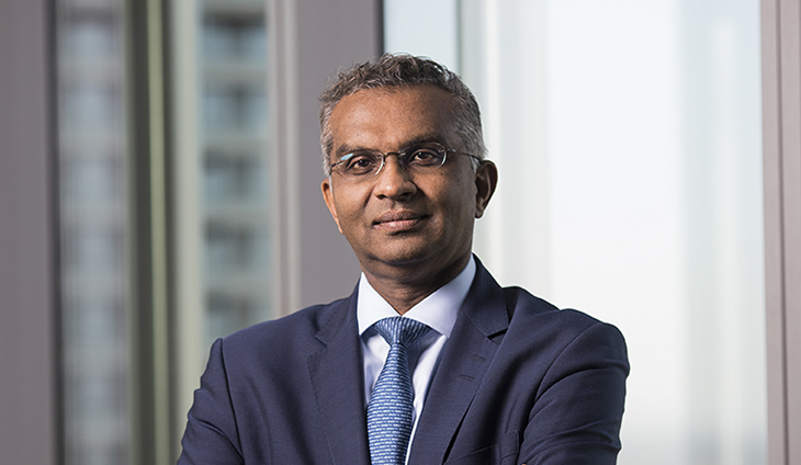 Viswas Raghavan is the Chief Executive Officer for J.P. Morgan. in Europe, the Middle East and Africa poses for a photograph at the companies offices in London, Britain September 14, 2019. REUTERS/Simon Dawson