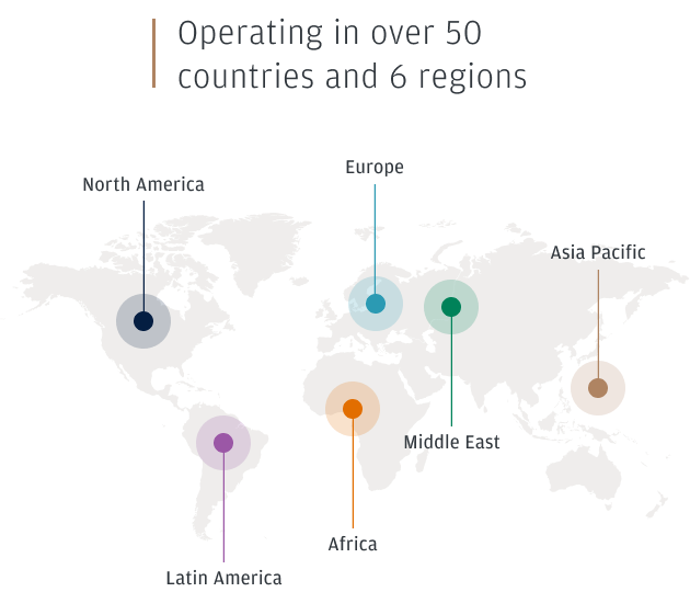 Operating in over 50 countries and 6 regions