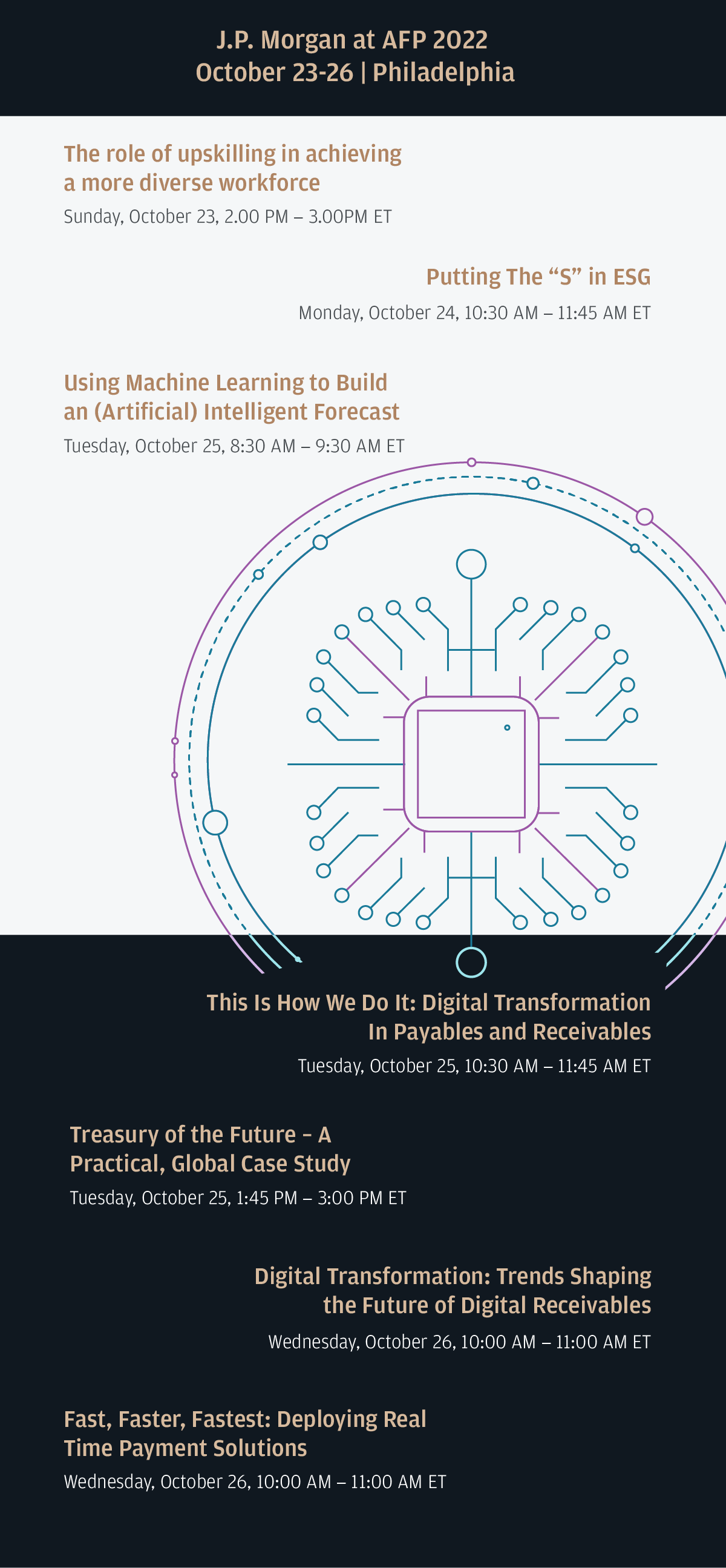 J.P. Morgan at AFP 2022  October 23-26  Philadelphia