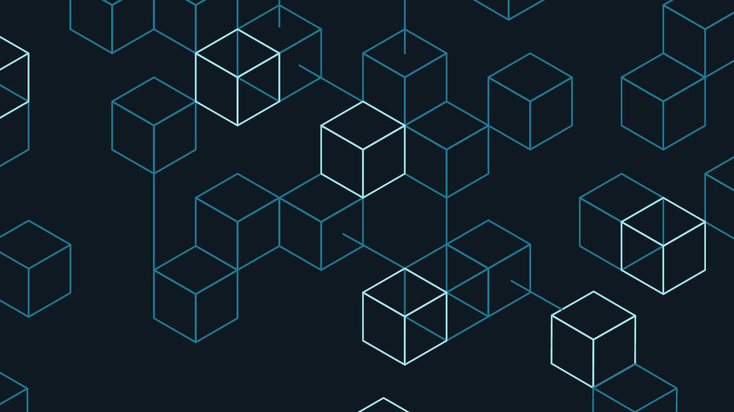 Modern digital blockchain pattern with binary data falling down on illuminated dark green glowing background