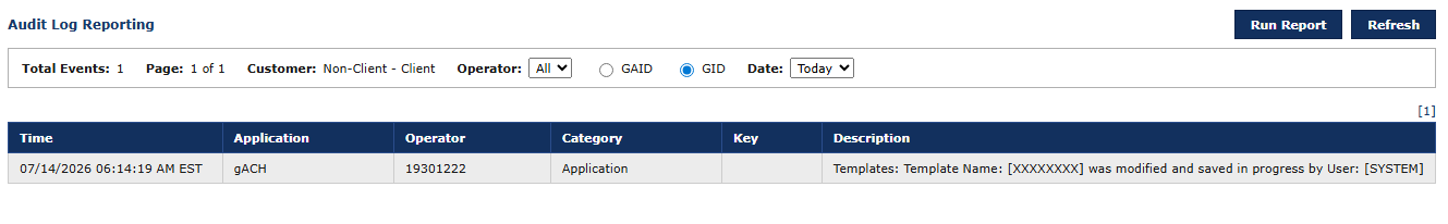 Audit Log report