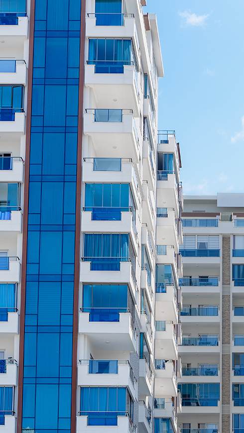 multiple apartments with balconies