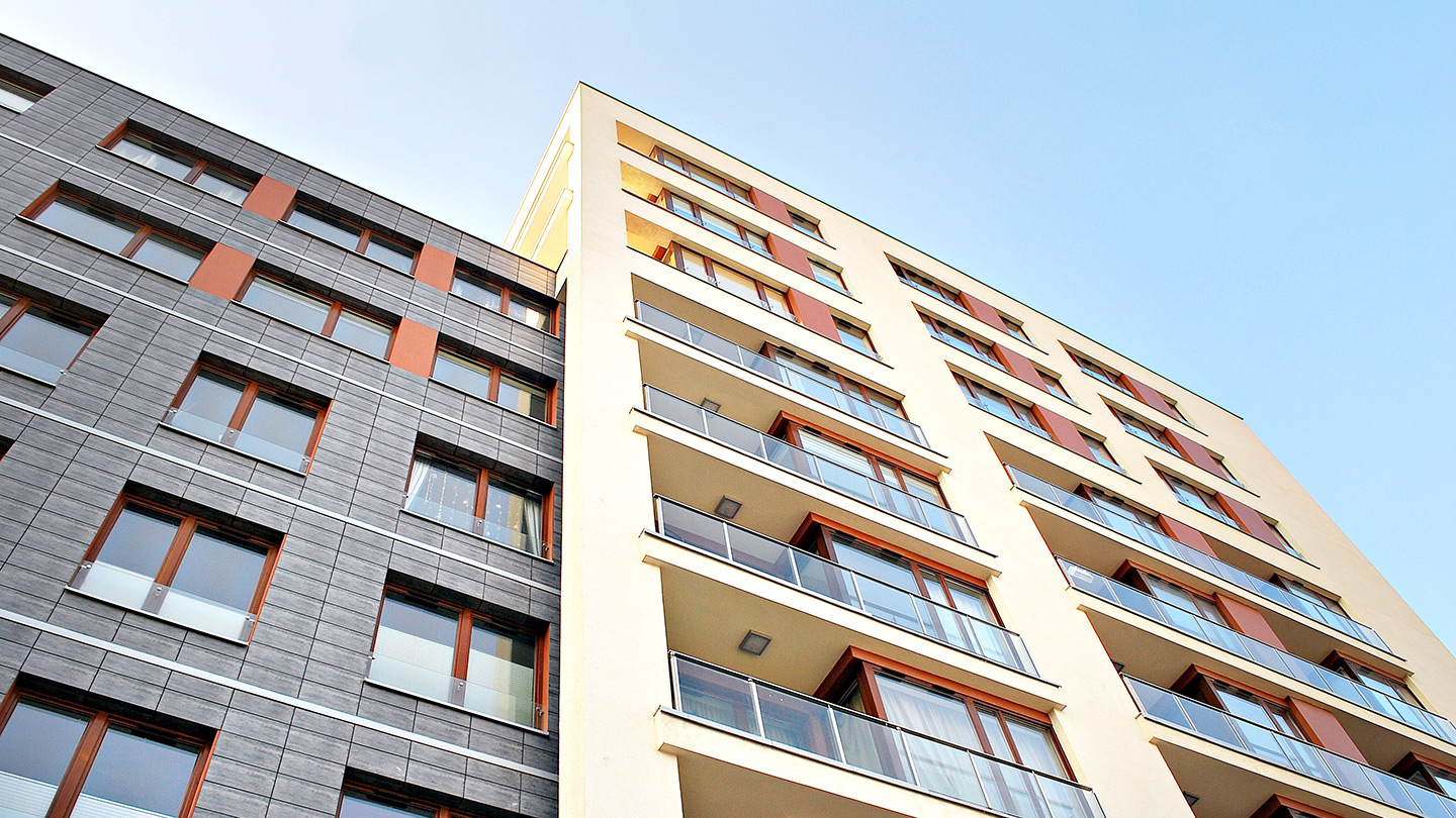 View of multifamily building looking up