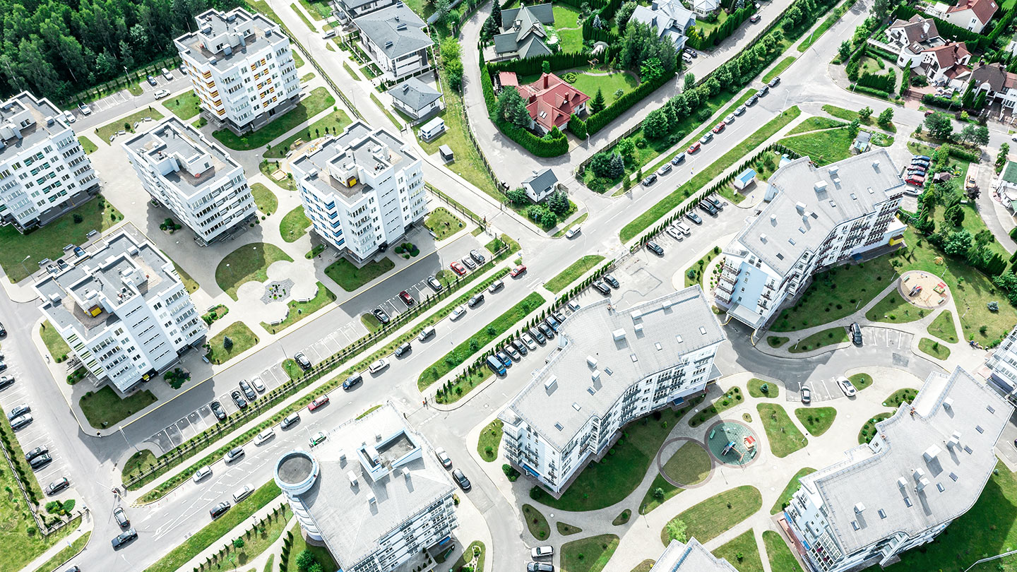 Aerial view of town