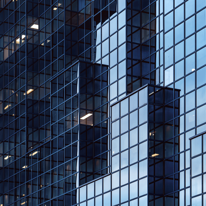 Windows of office buildings