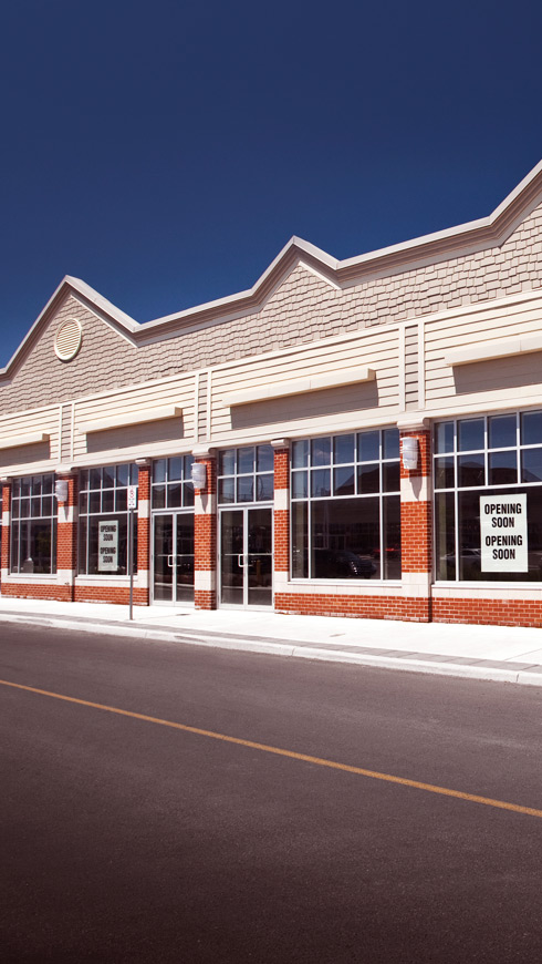 Row of commercial property buildings