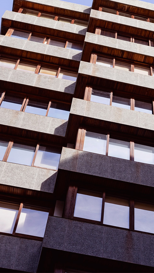 Exterior of apartment building