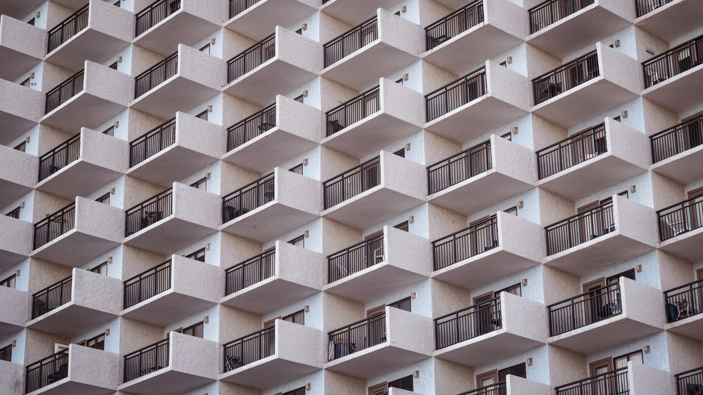 Rows of apartment balconies