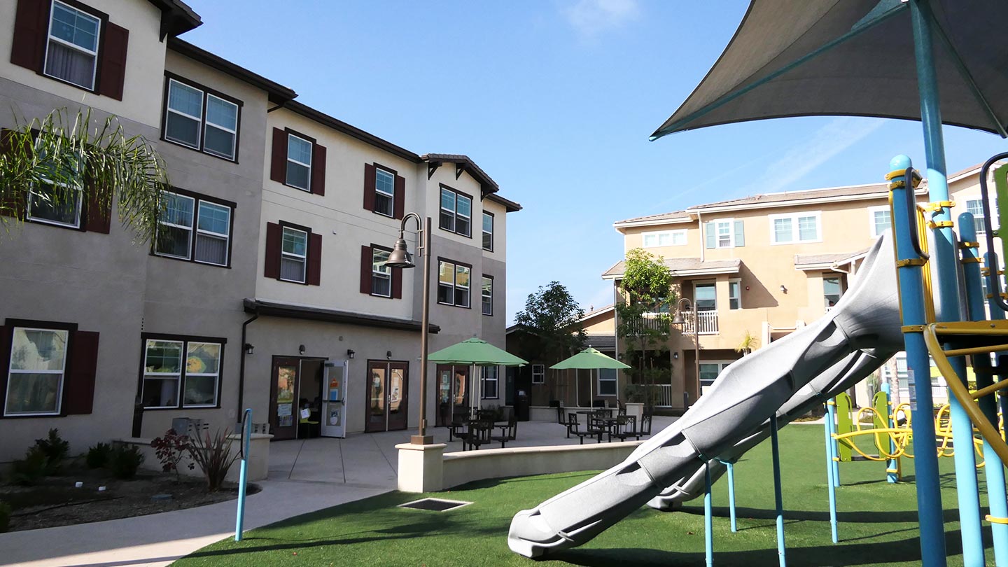 Multifamily building courtyard