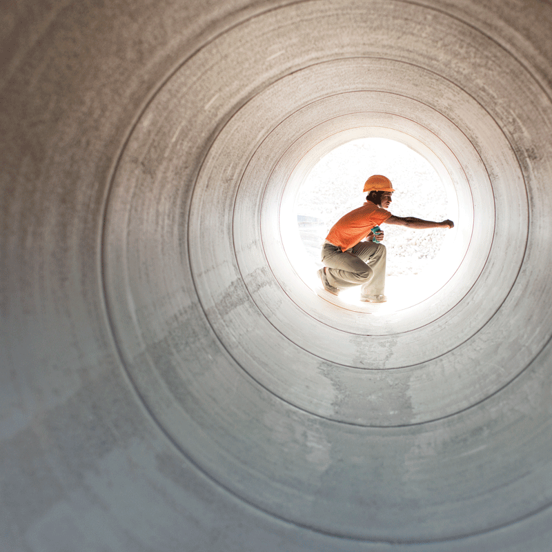 Construction worker in tunnel