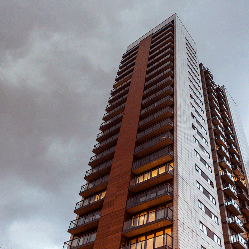 View looking up at building