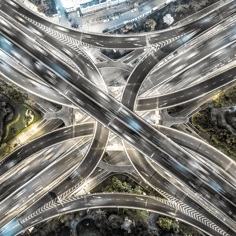 Aerial view of highways intersecting