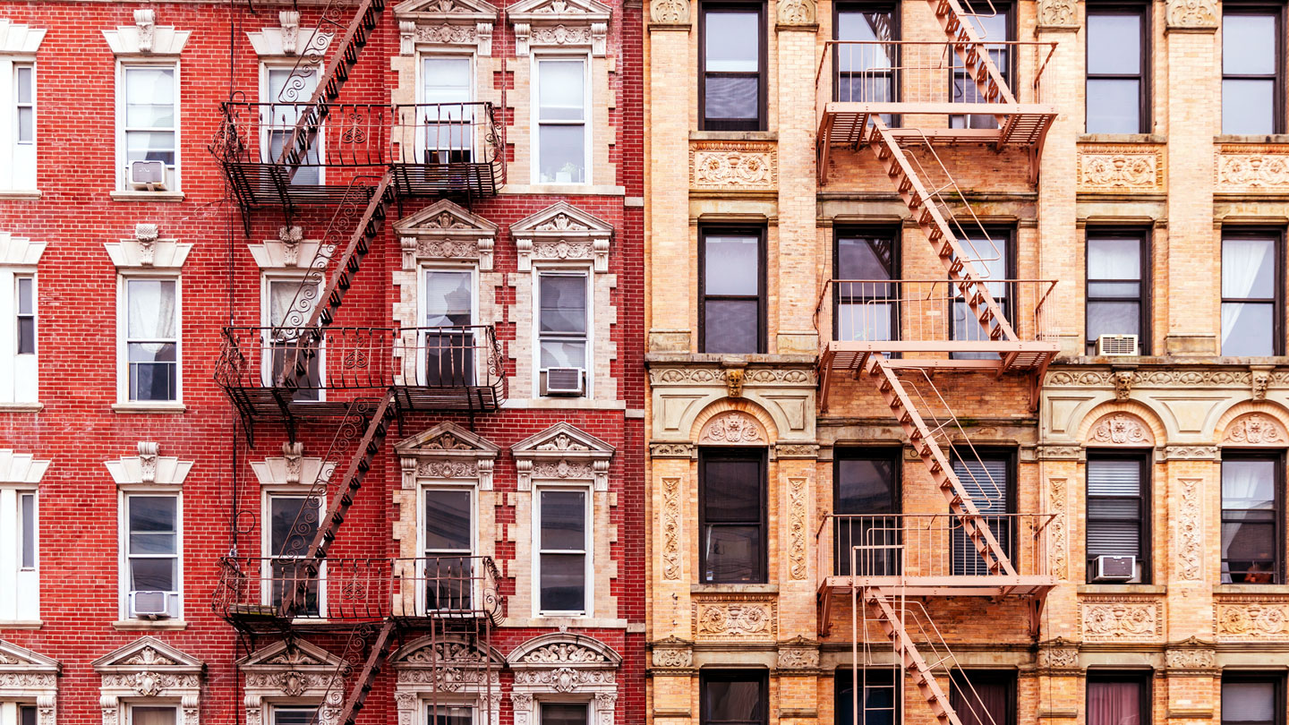 Red and yellow brick buildings