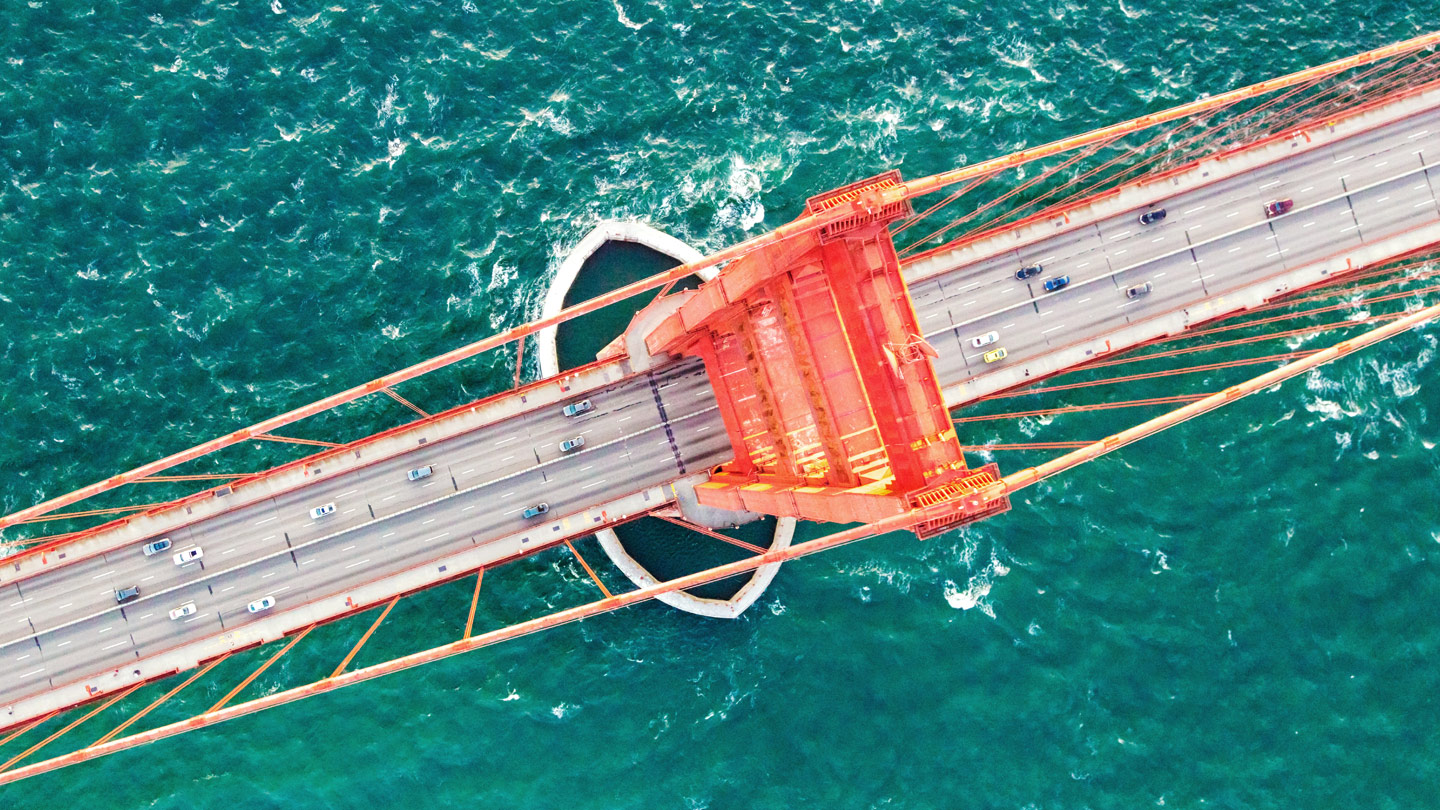 Aerial view of bridge