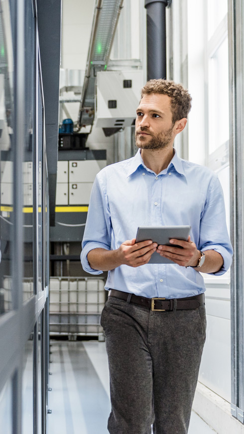 Man holding tablet