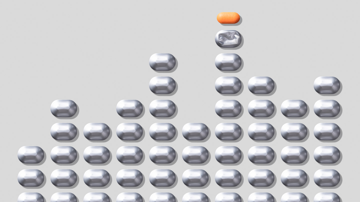 Medicine arranged to form pattern