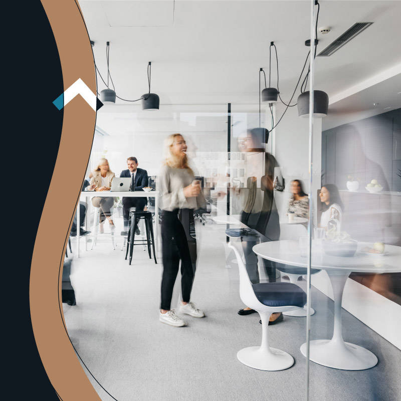 several people talking in an office