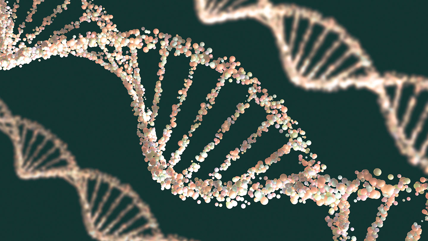 DNA pattern on green background banner