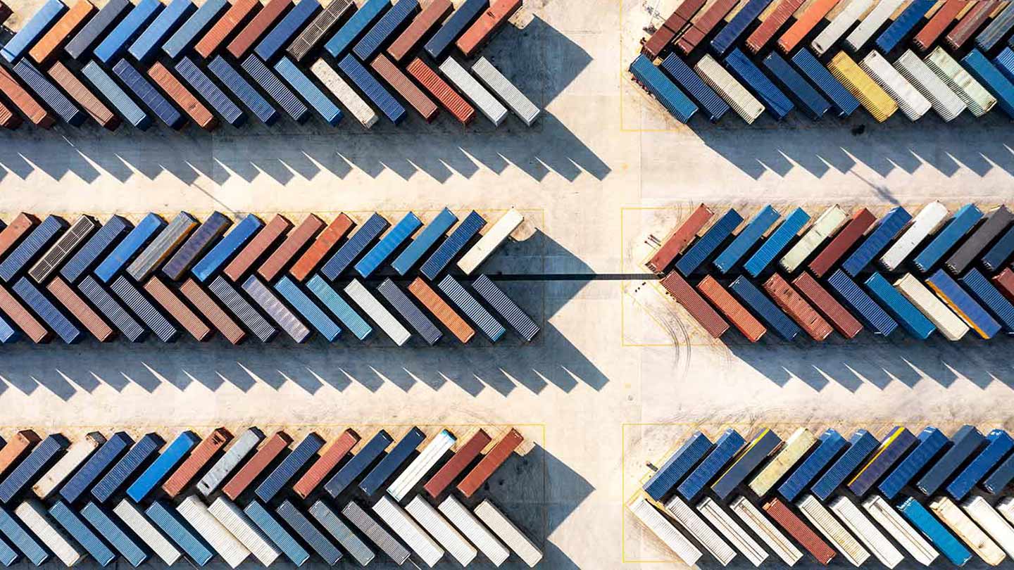 Aerial view of cargo containers