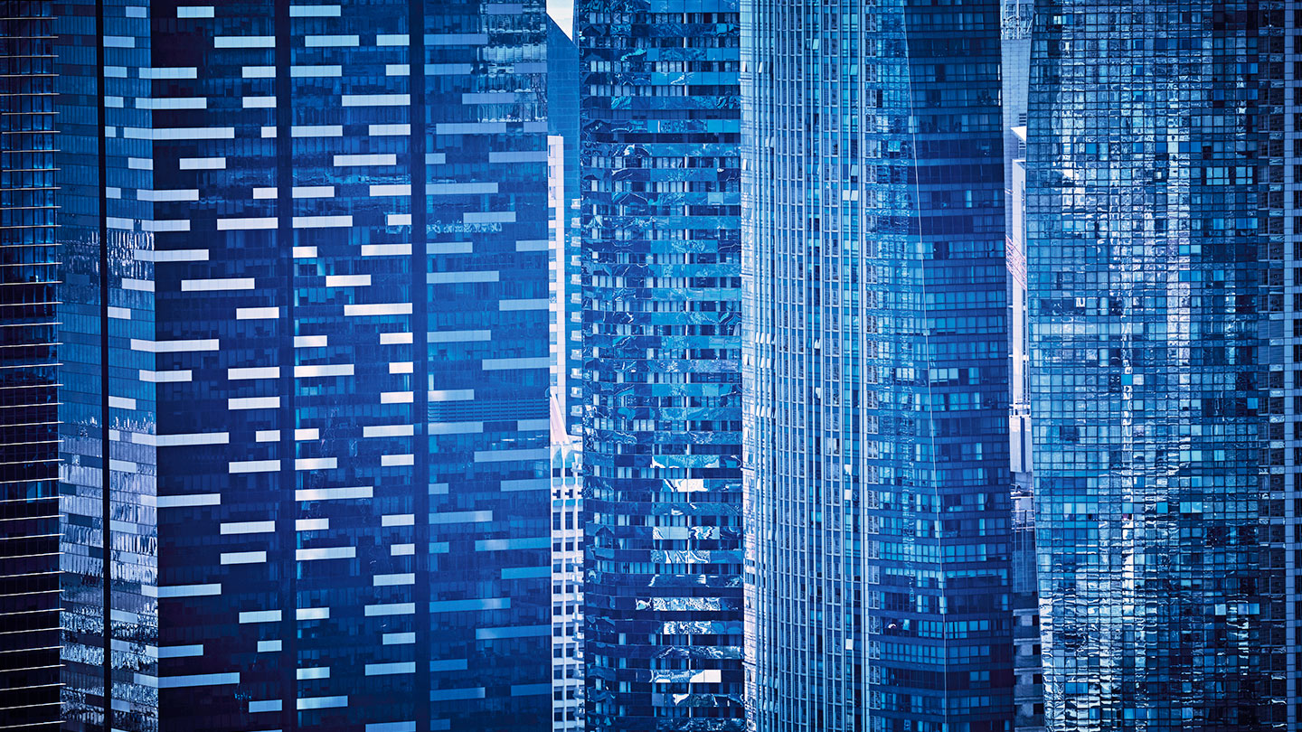 Abstract image depicting data and buildings