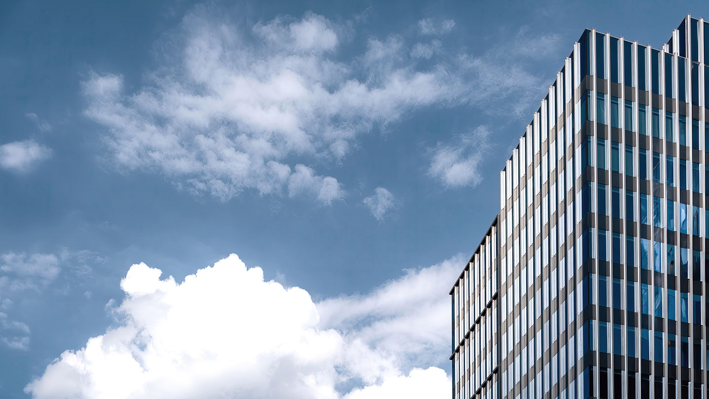 building exterior with clouds