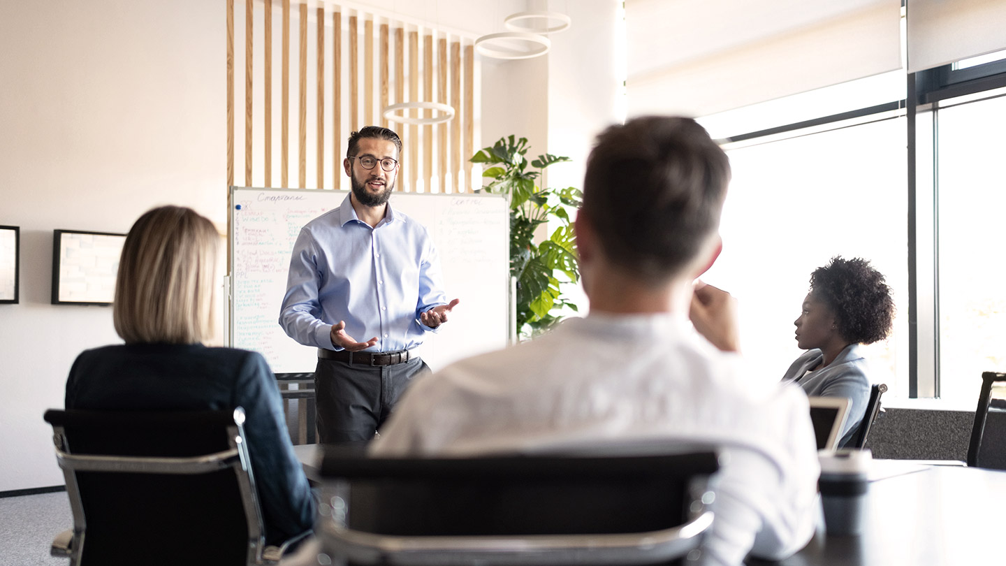 Meeting take place in an office