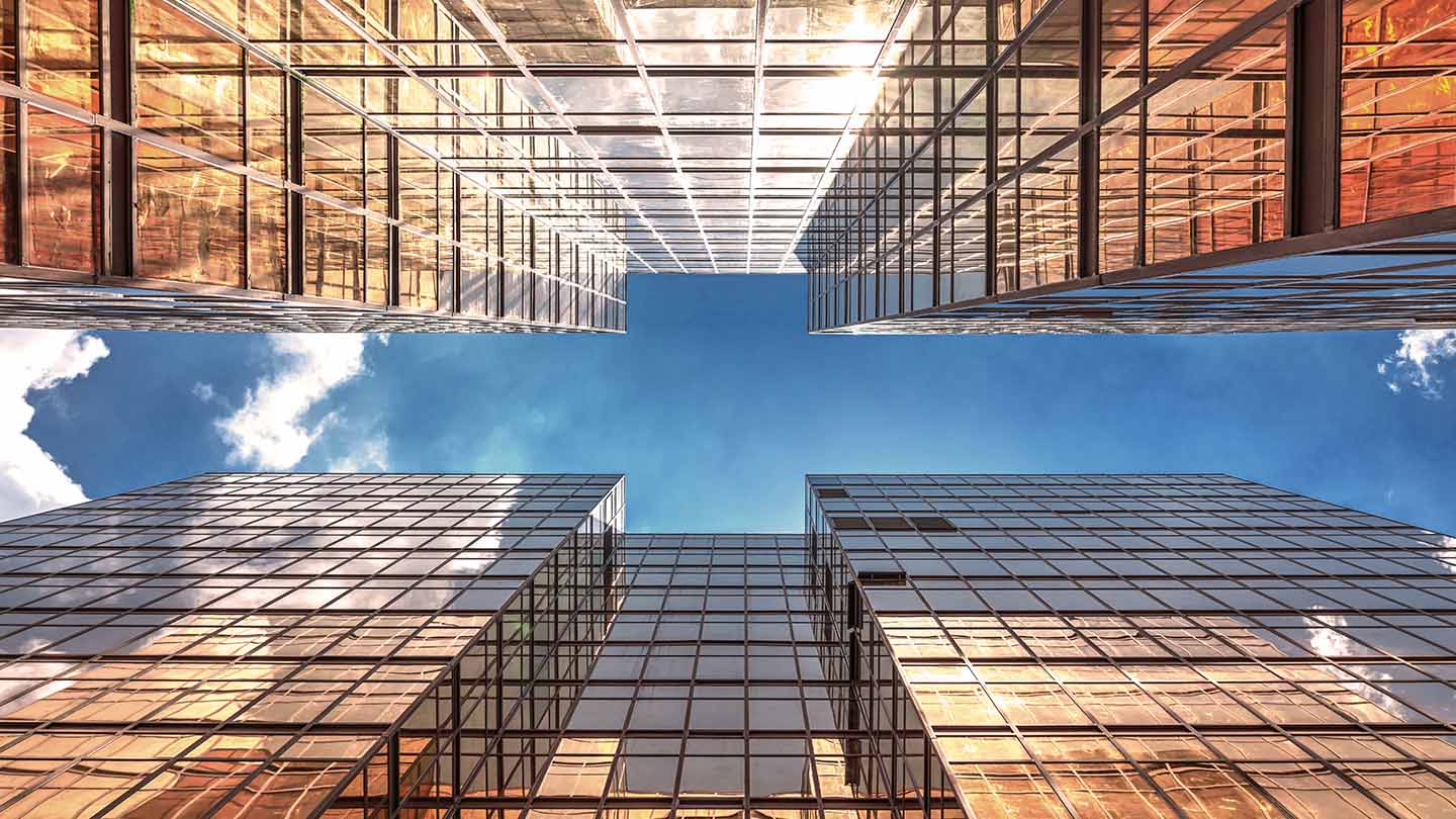 View of buildings looking up