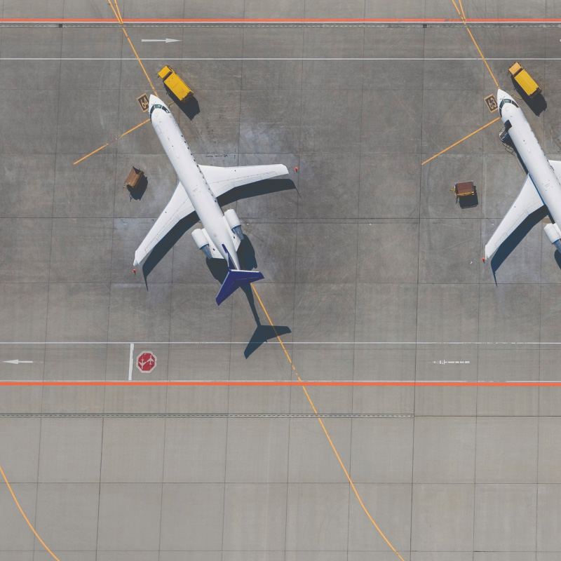 View of two planes looking down