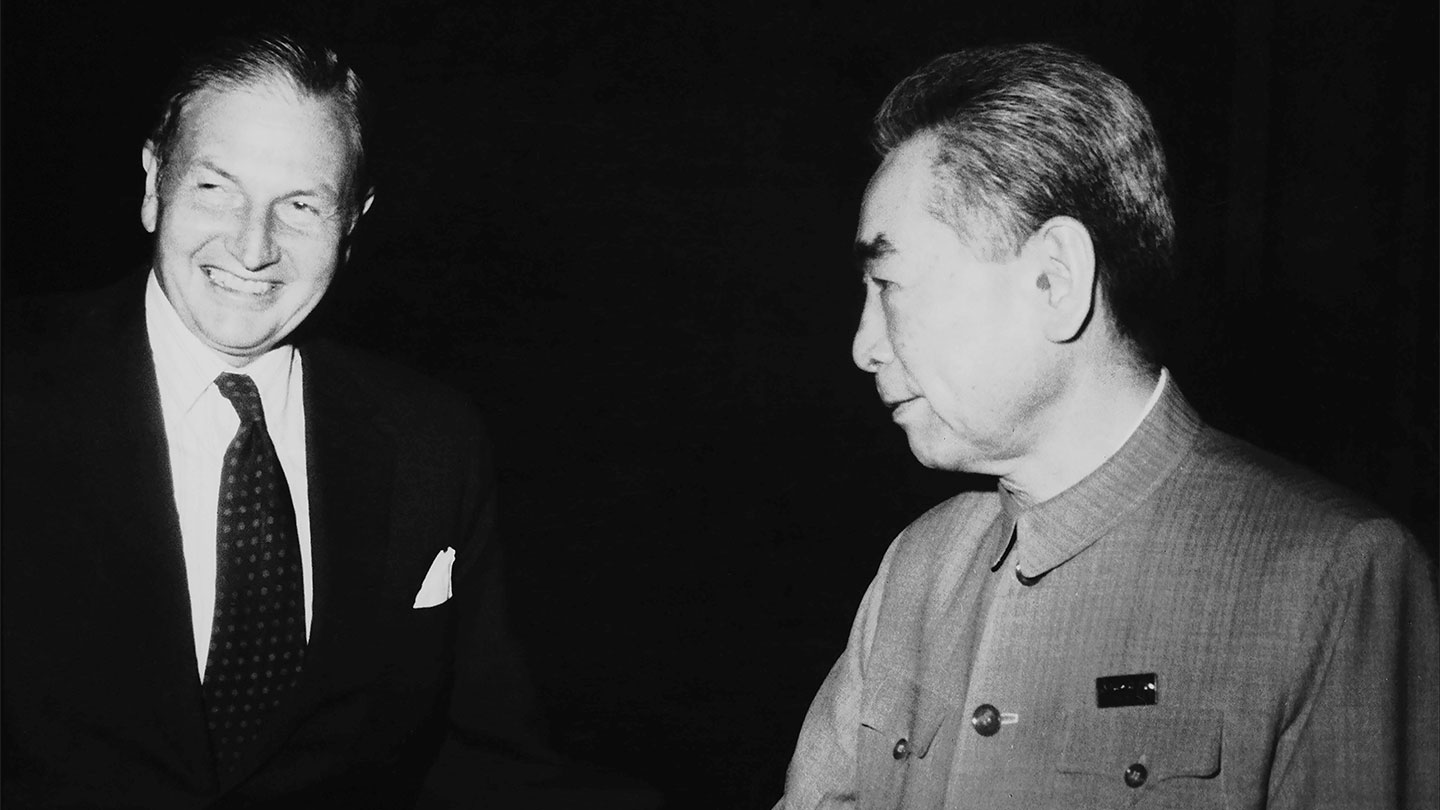 Premier Zhou Enlai and David Rockefeller, Chairman of Chase Manhattan Bank, June 1973.