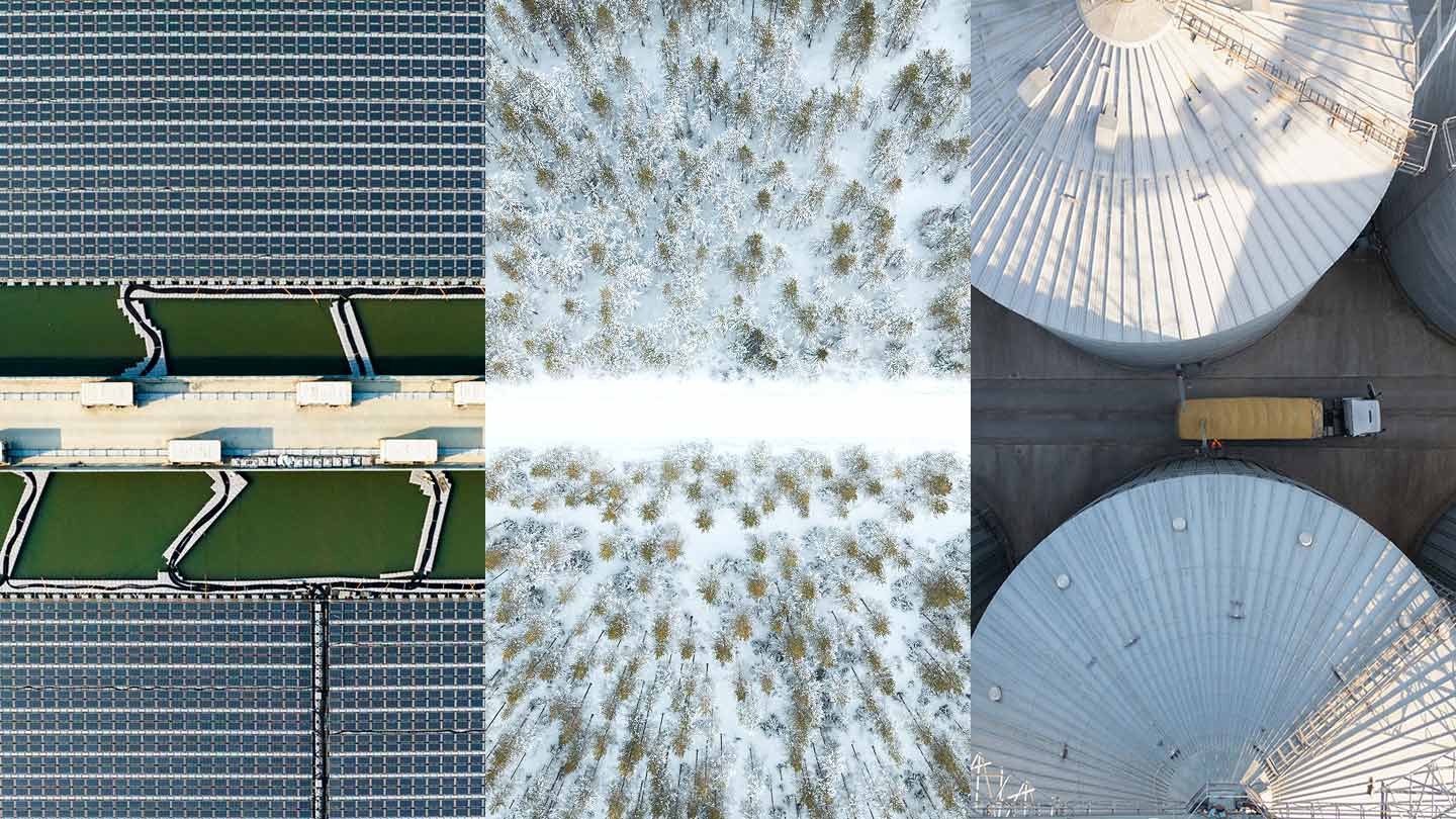 collage of 3 aerial images