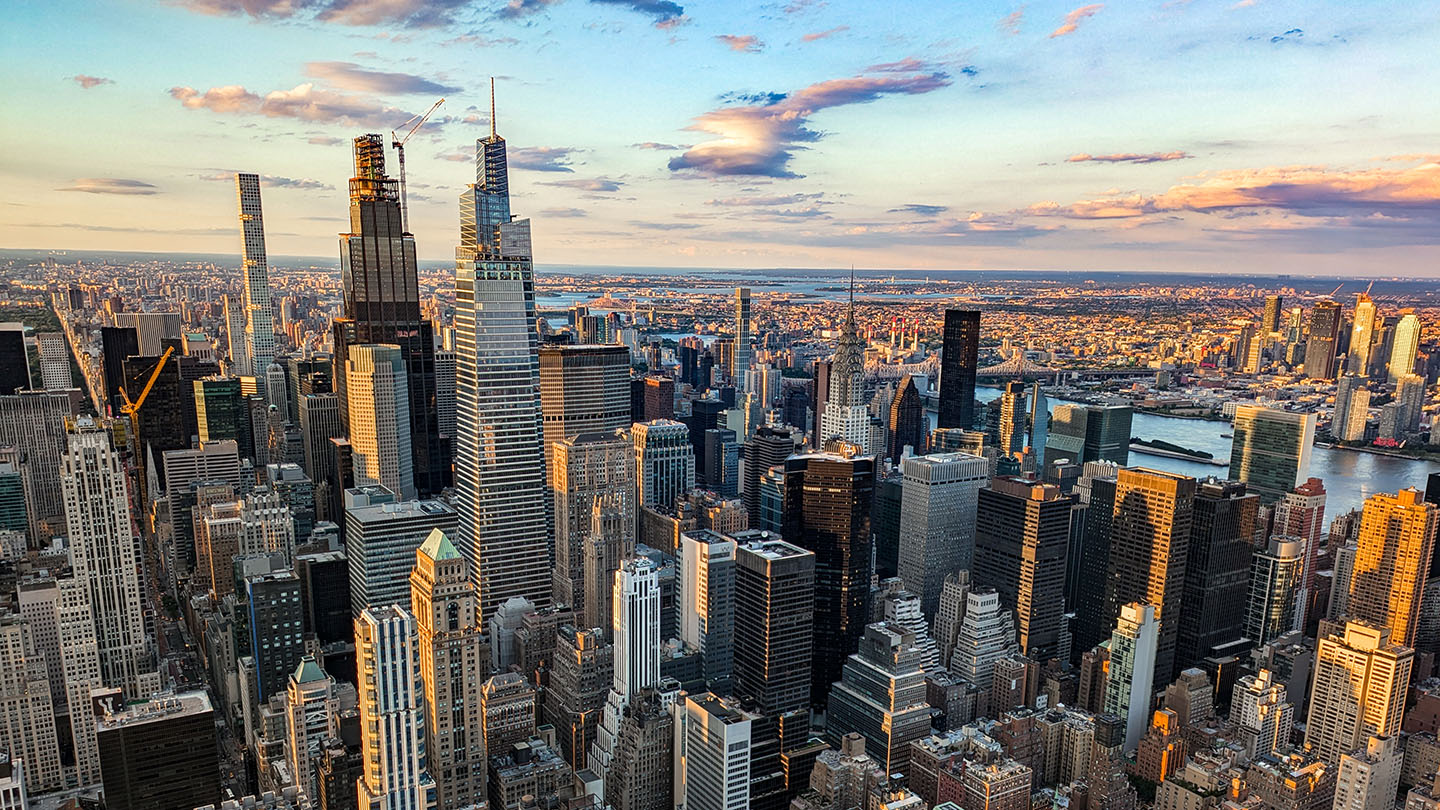 NYC Mid town and Down Town â€“ New York, New York, Country â€“ USA, Date â€“ 27th June 2024, Year 2024, New York City Skyscrapers, New York city,  tall Commercial buildings