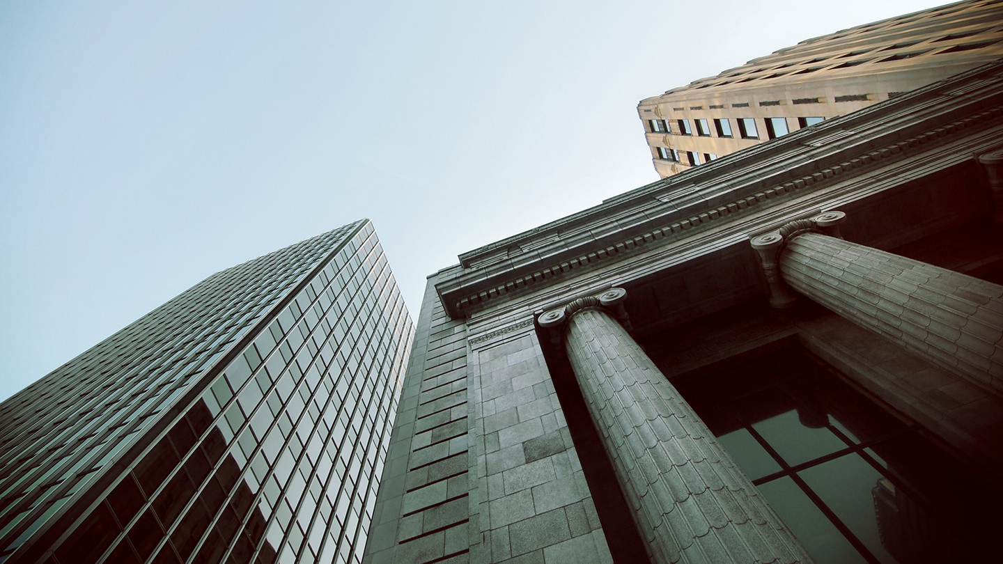 Tall buildings in financial district