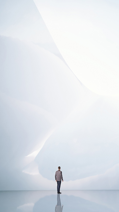 Business man on a abstract architectural background